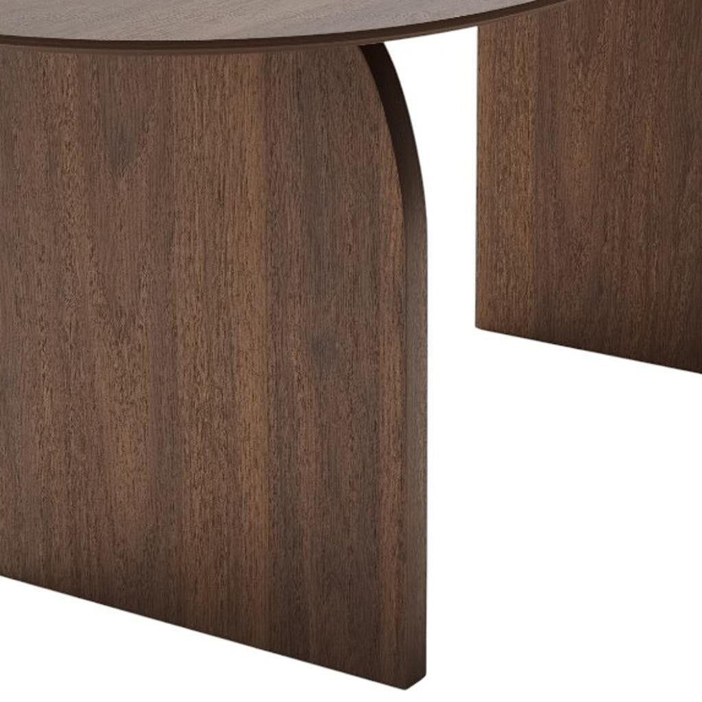 67" Walnut Solid Wood Double Pedestal Base Oval Dining Table