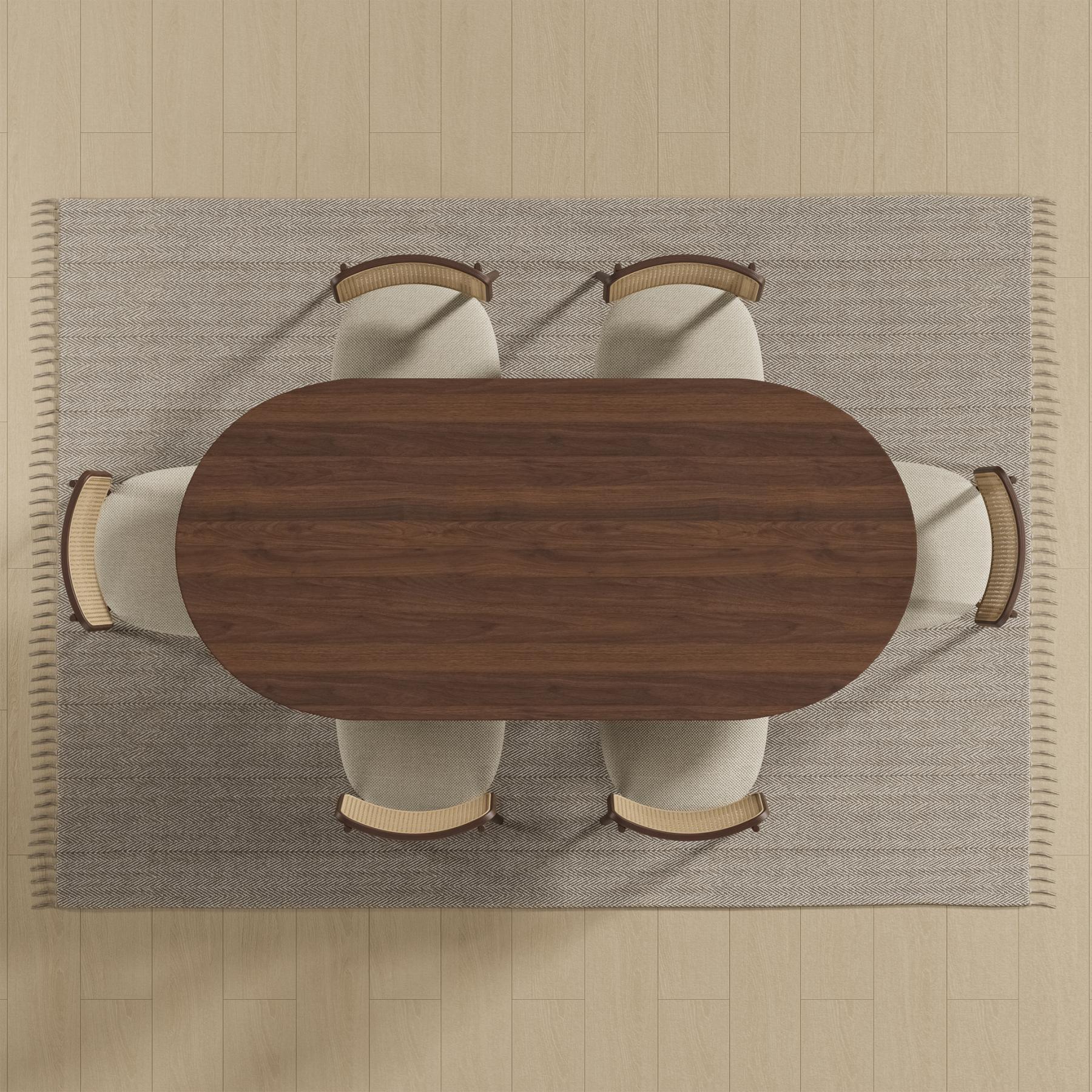 67" Walnut Solid Wood Double Pedestal Base Oval Dining Table