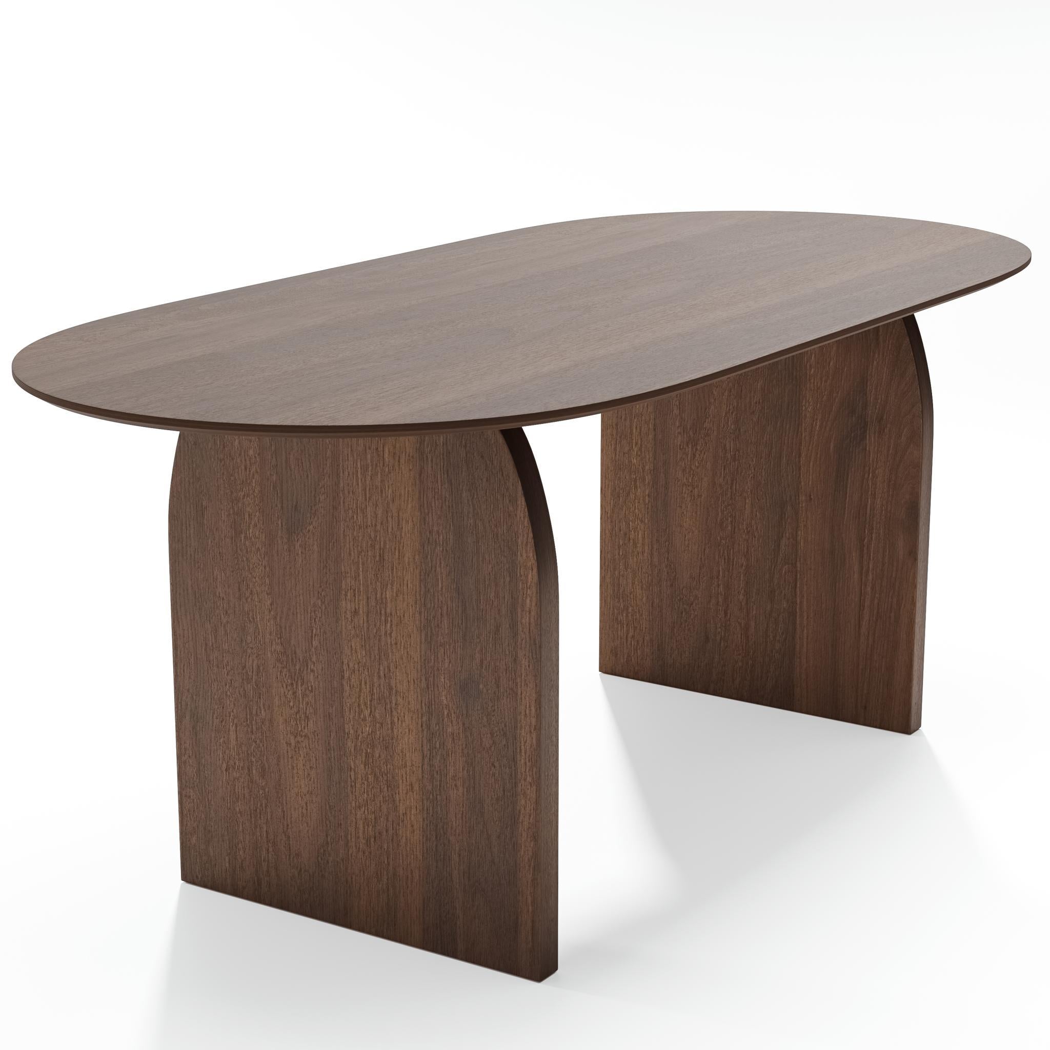 67" Walnut Solid Wood Double Pedestal Base Oval Dining Table