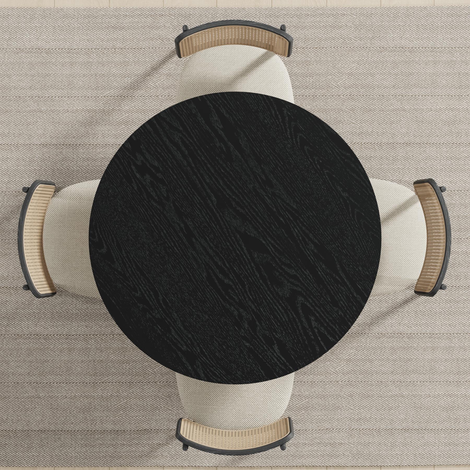 42" Black Solid Wood Pedestal Base Round Top Dining Table