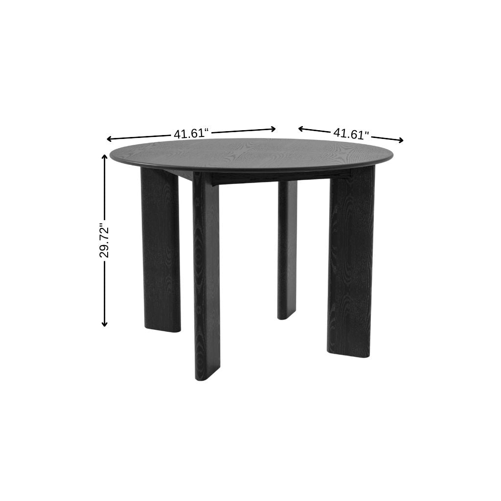 42" Black Solid Wood Round Top Dining Table