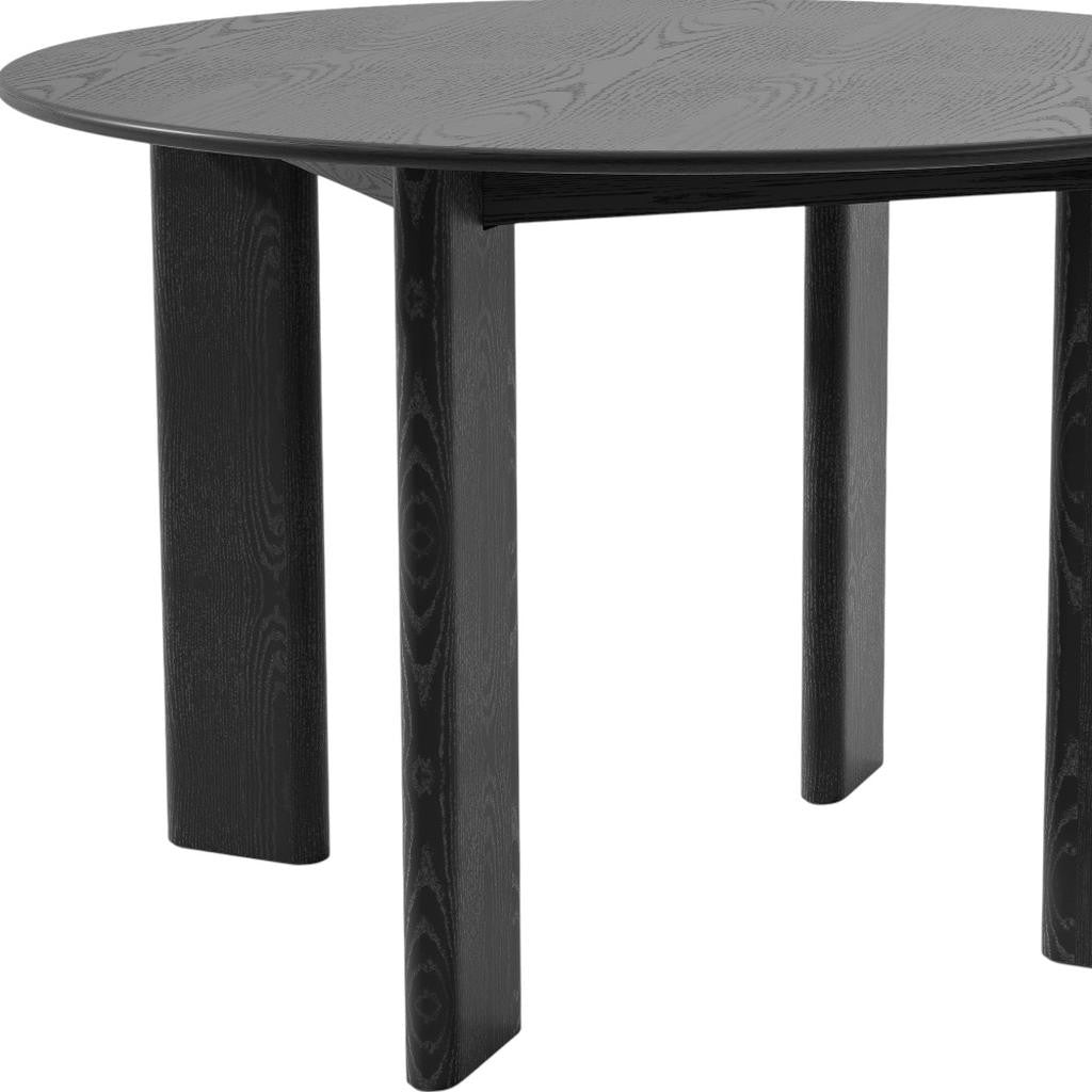 45" Black Solid Wood Round Top Dining Table