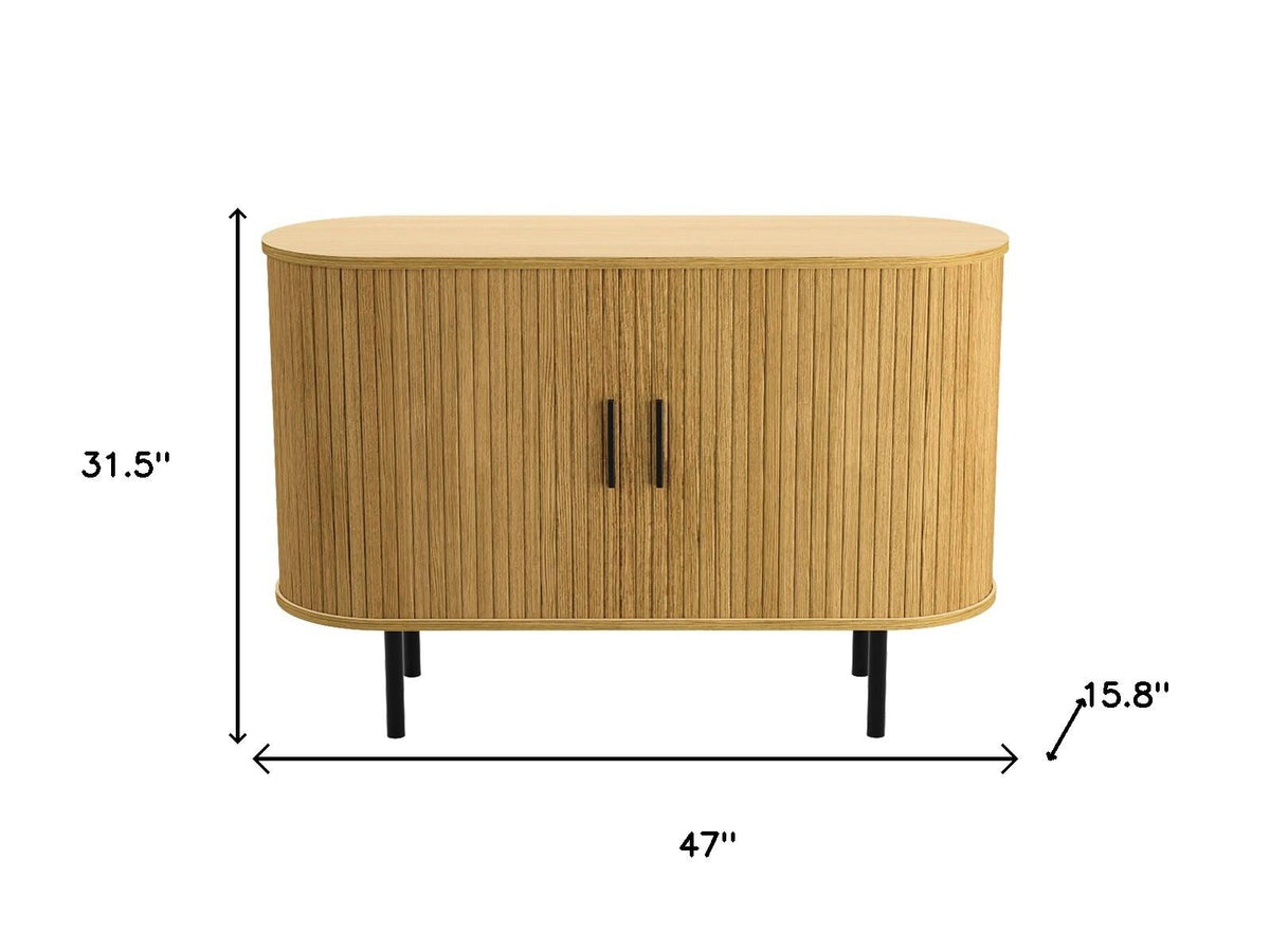 47" Natural Wood Sideboard With Two Sliding Doors