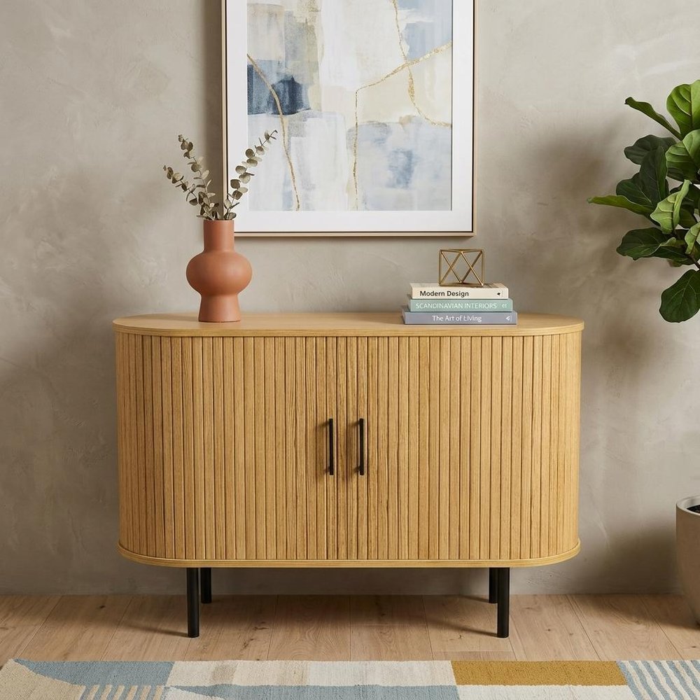 47" Natural Wood Sideboard With Two Sliding Doors
