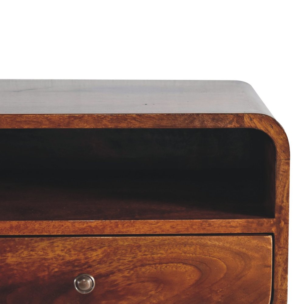 18" Brown Solid Wood One Drawer Floating Nightstand