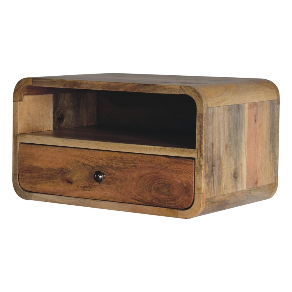 18" Brown Solid Wood One Drawer Floating Nightstand