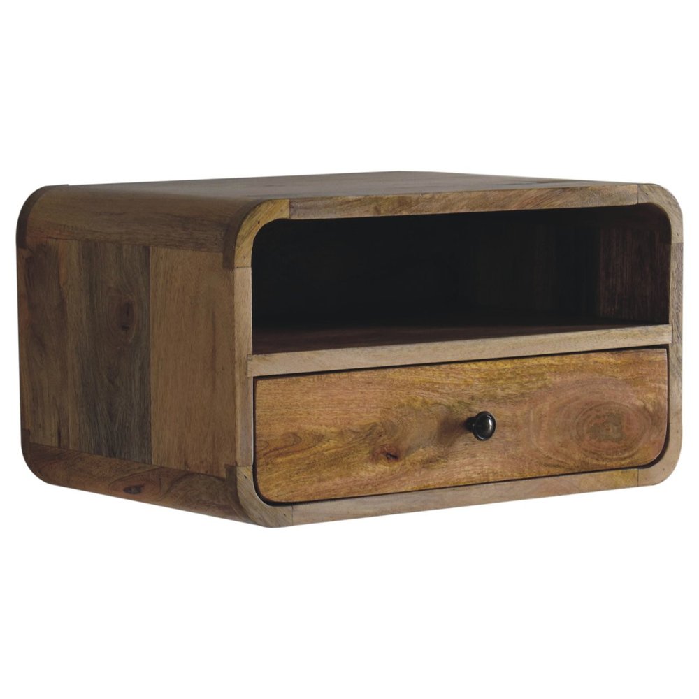18" Brown Solid Wood One Drawer Floating Nightstand