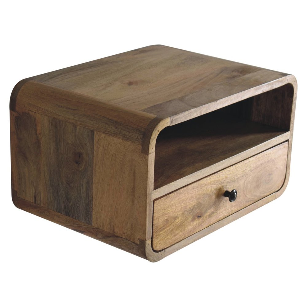 18" Brown Solid Wood One Drawer Floating Nightstand
