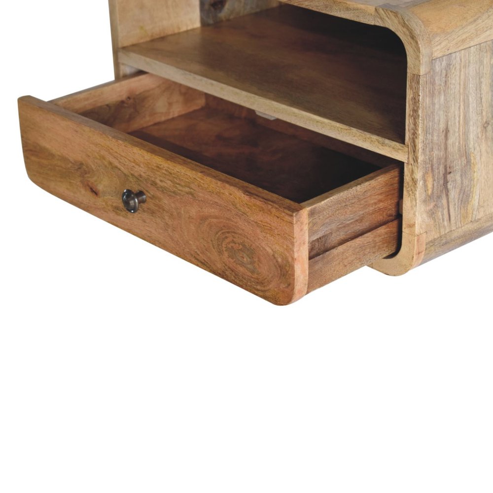 18" Brown Solid Wood One Drawer Floating Nightstand