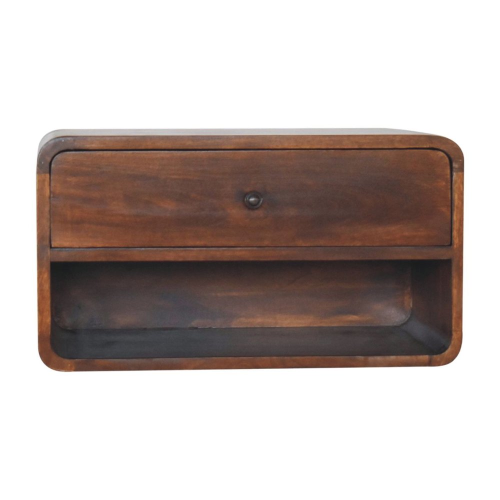 22" Brown Solid Wood One Drawer Floating Nightstand
