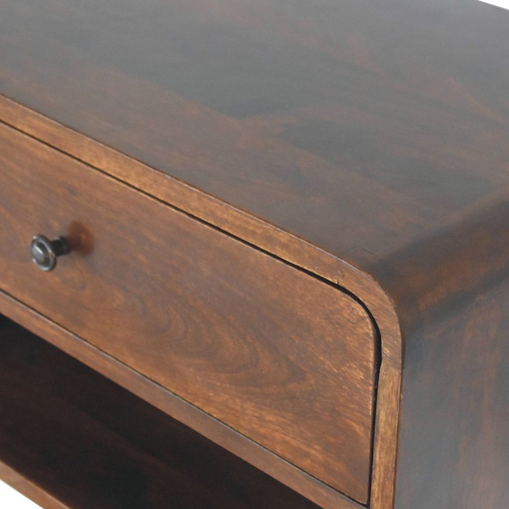 22" Brown Solid Wood One Drawer Floating Nightstand
