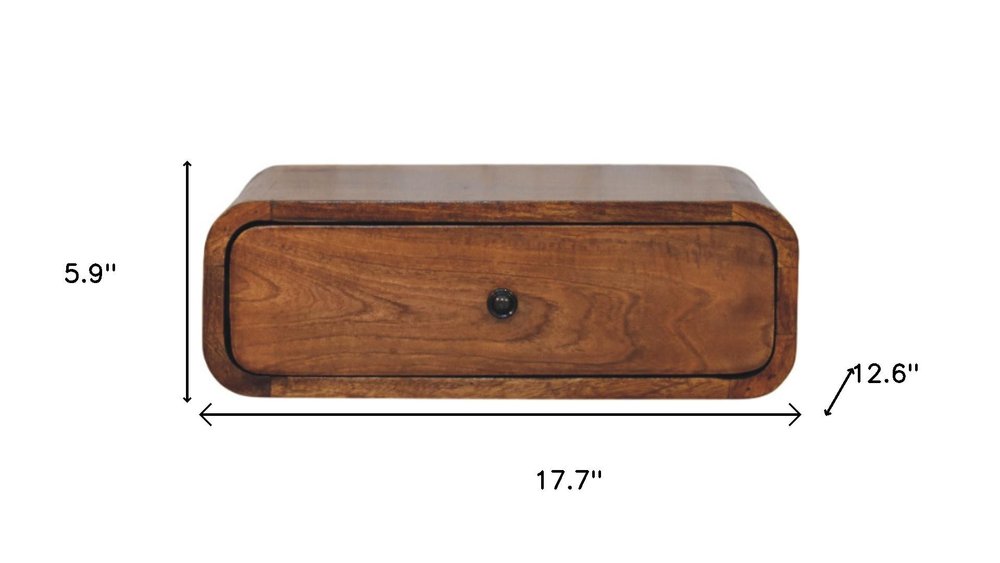 18" Chestnut Solid Wood Distressed One Drawer Floating Nightstand