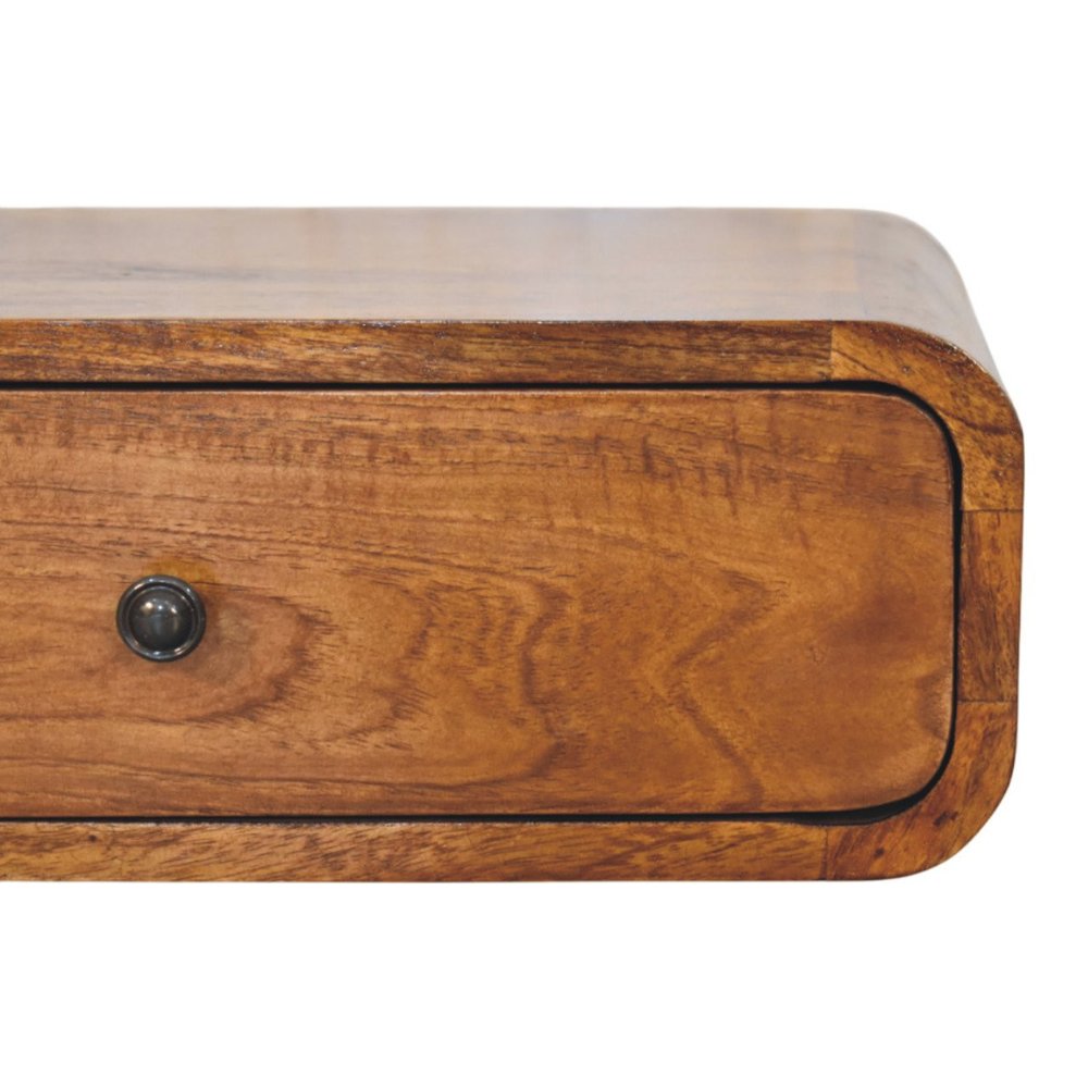 18" Chestnut Solid Wood Distressed One Drawer Floating Nightstand