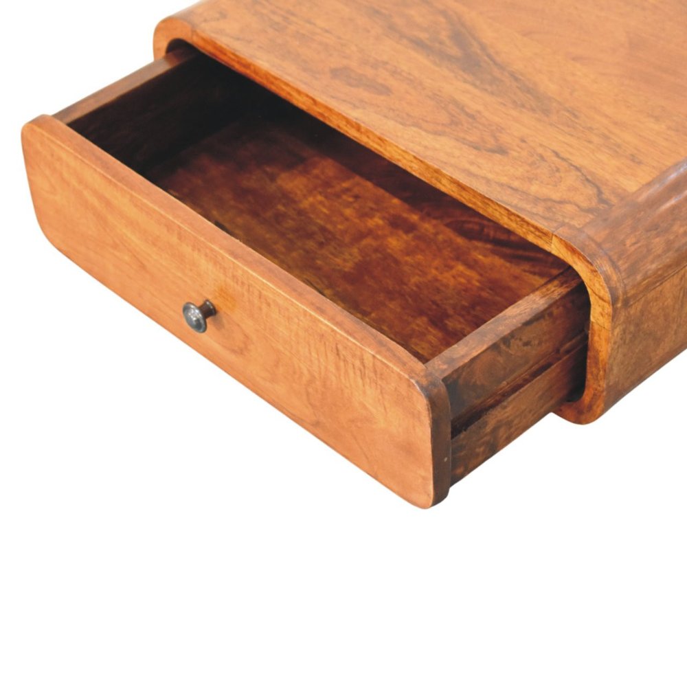 18" Chestnut Solid Wood Distressed One Drawer Floating Nightstand