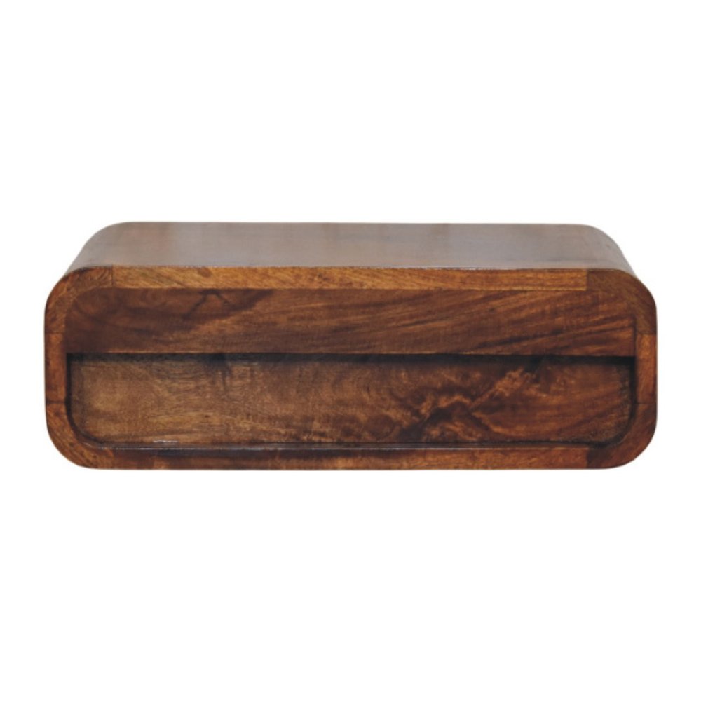 18" Chestnut Solid Wood Distressed One Drawer Floating Nightstand