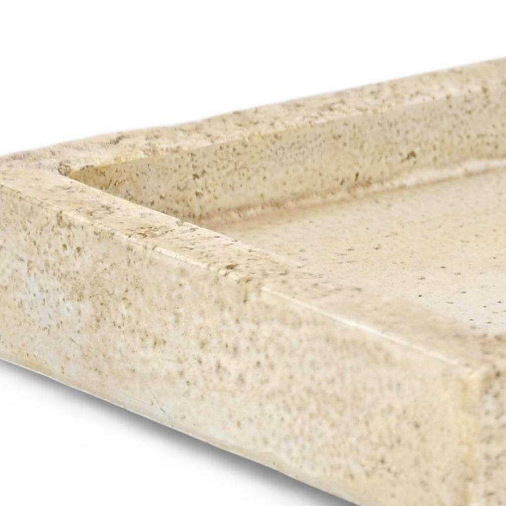 10" Beige Rustic Resin Faux Stone Handmade Trinket Tray