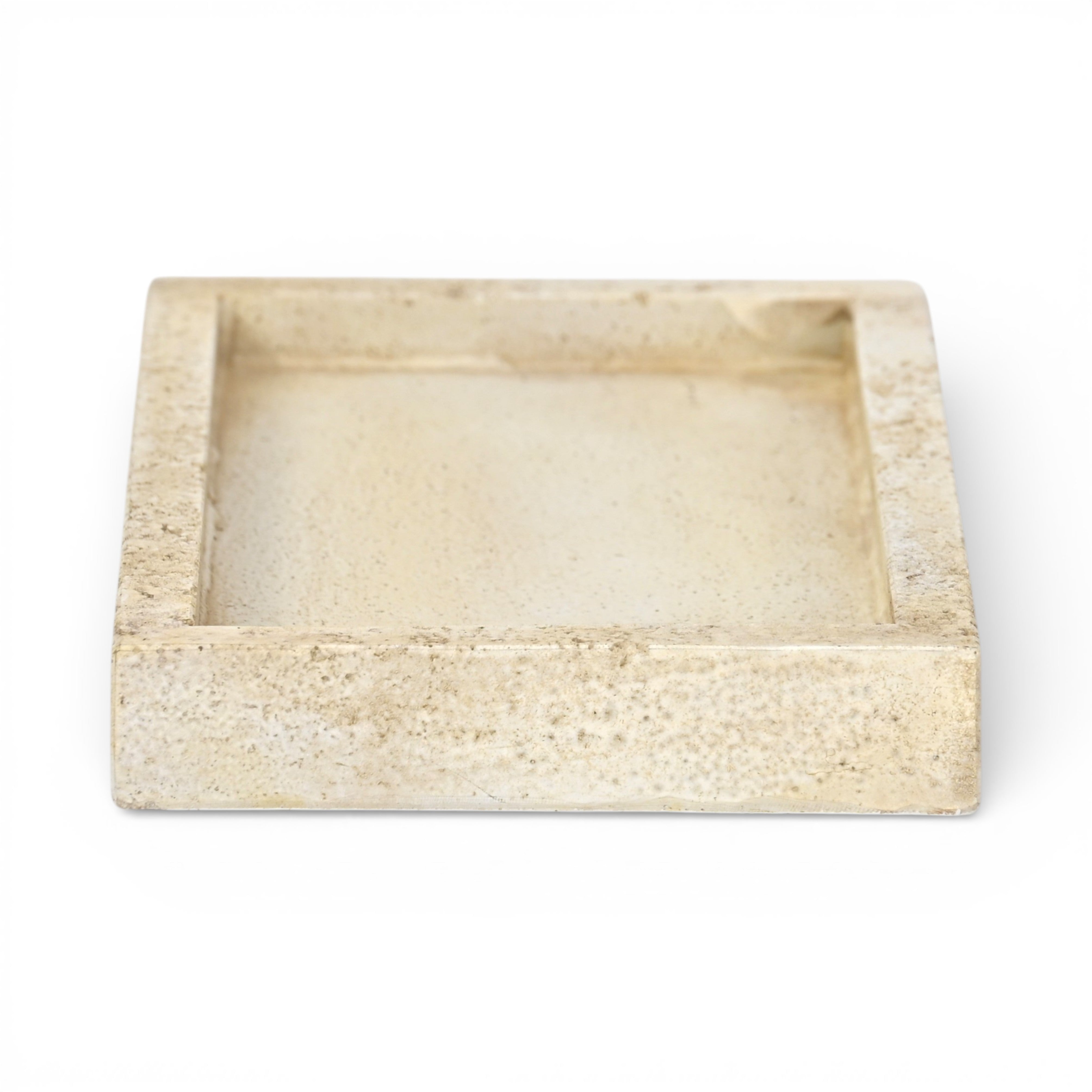 10" Beige Rustic Resin Faux Stone Handmade Trinket Tray