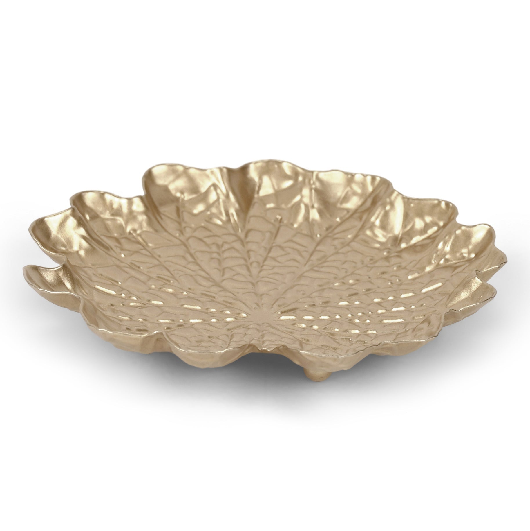 6" Gold Metal Handmade Lily Pad Trinket Tray