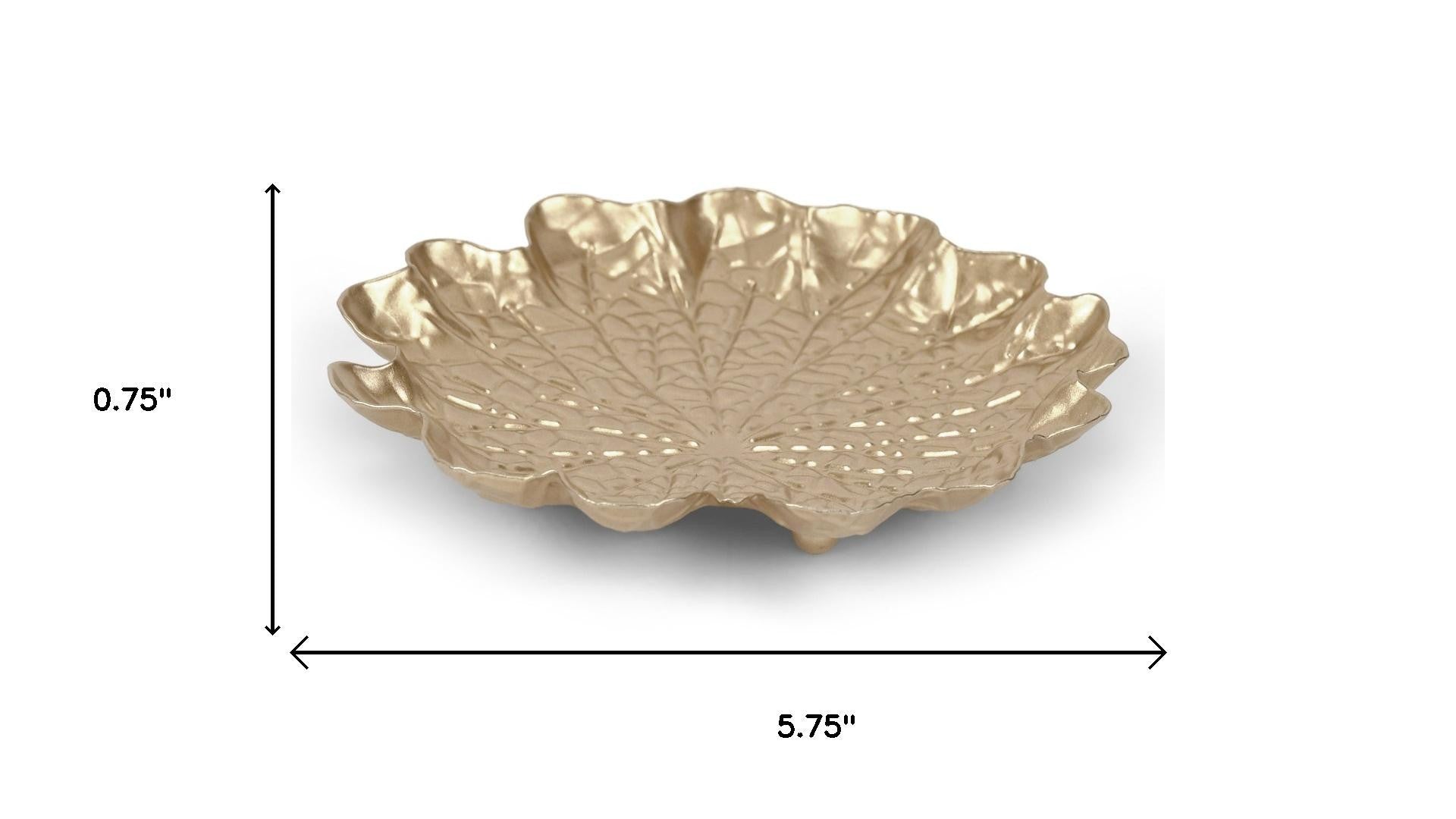 6" Gold Metal Handmade Lily Pad Trinket Tray