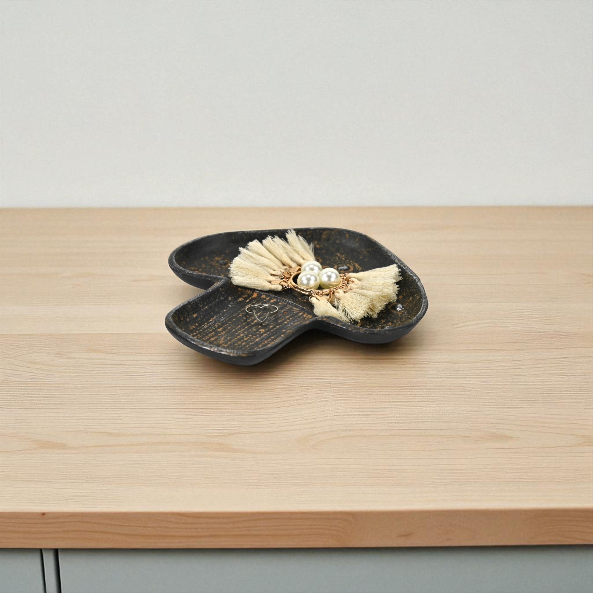 7" Black And Gold Cast Iron Handmade Mushroom Trinket Tray