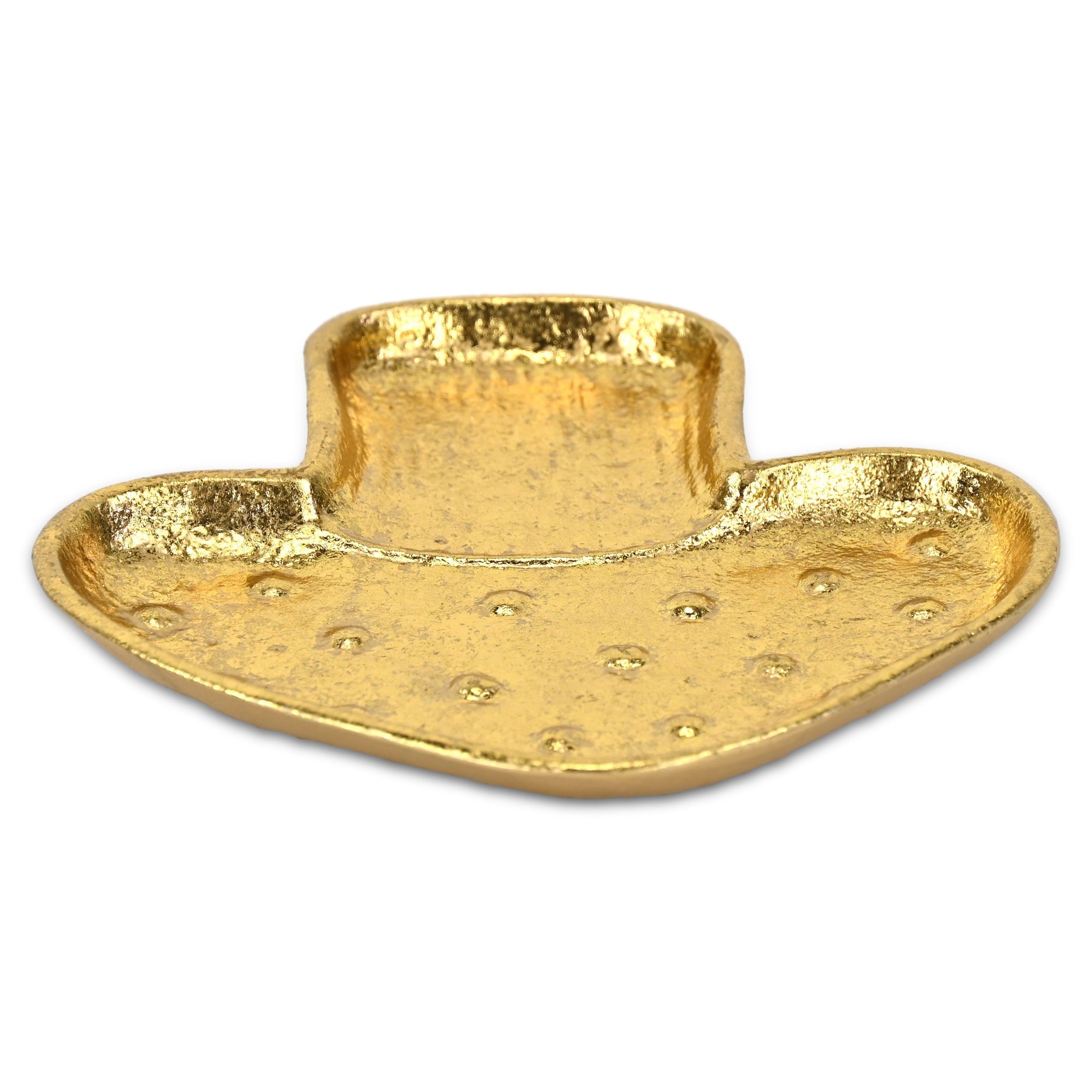 7" Gold Cast Iron Handmade Mushroom Trinket Tray