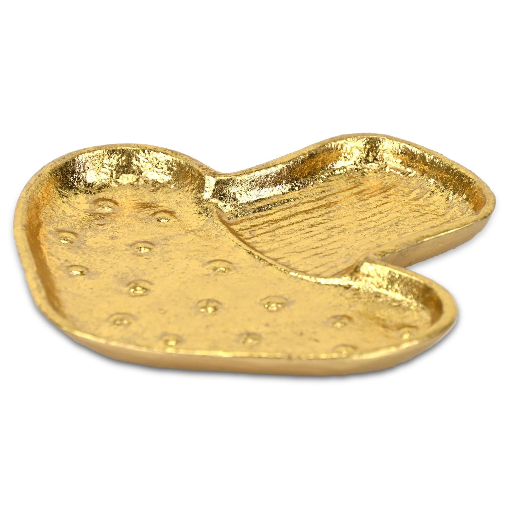 7" Gold Cast Iron Handmade Mushroom Trinket Tray