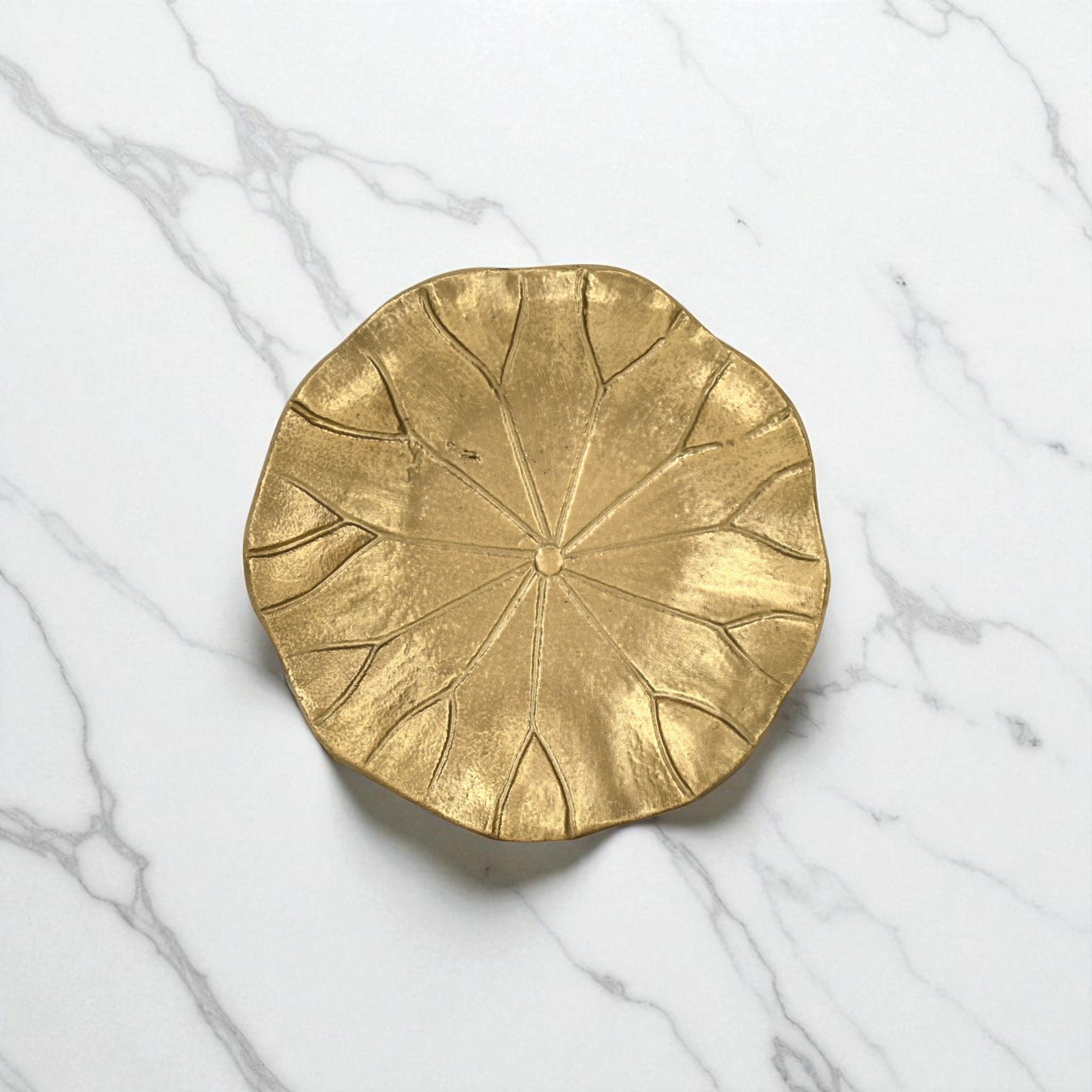 6" Gold Cast Iron Lily Pad Trinket Tray