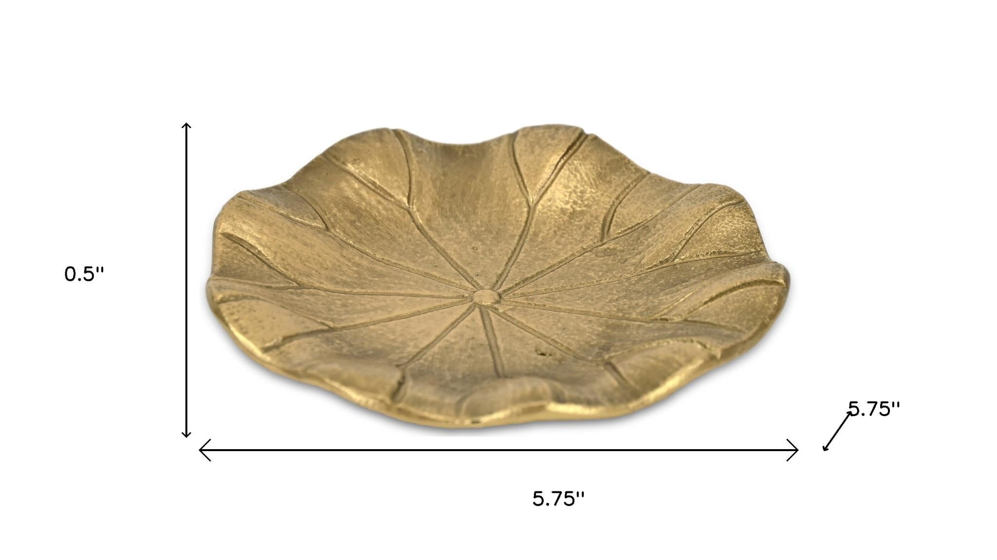 6" Gold Cast Iron Lily Pad Trinket Tray