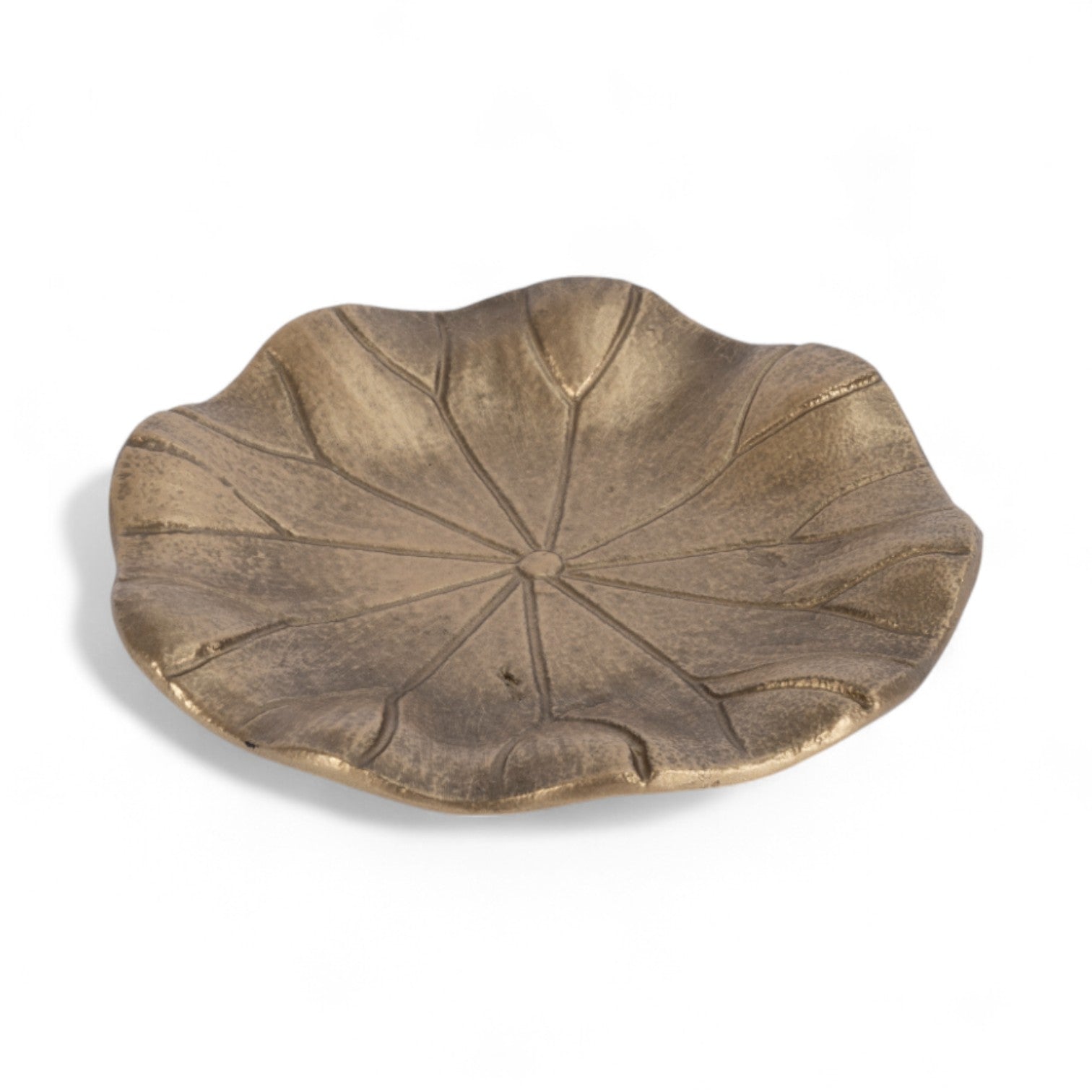 6" Gold Cast Iron Lily Pad Trinket Tray