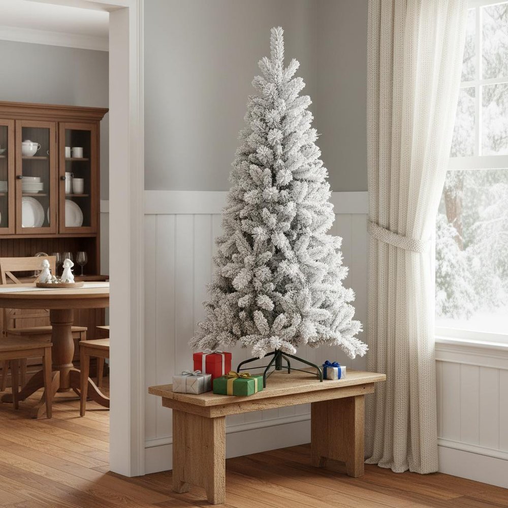 6' Full Flocked Pine Christmas Tree