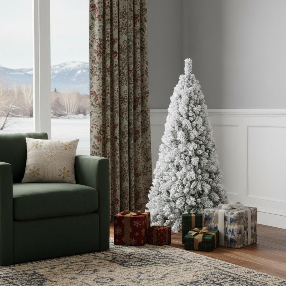 6' Full Flocked Pine Christmas Tree