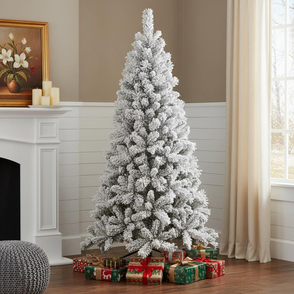 8' White Full Pine Christmas Tree