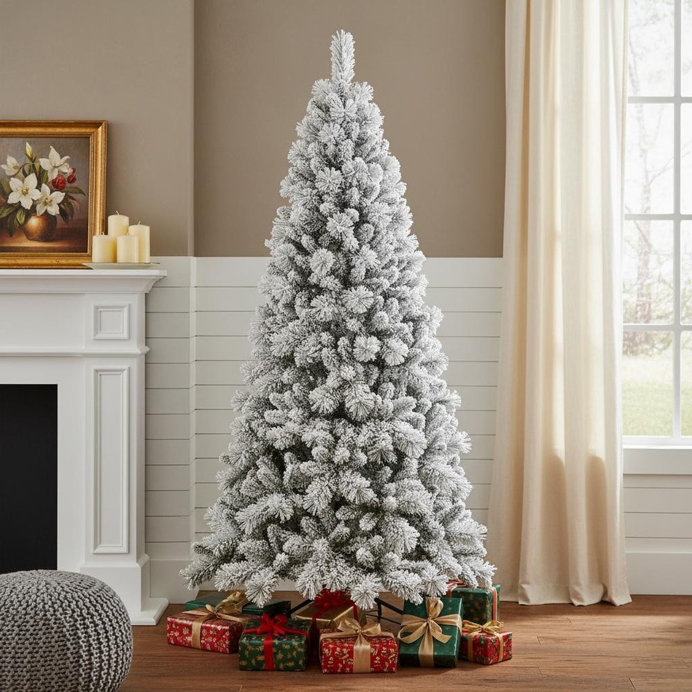 6' Full Flocked Pine Christmas Tree