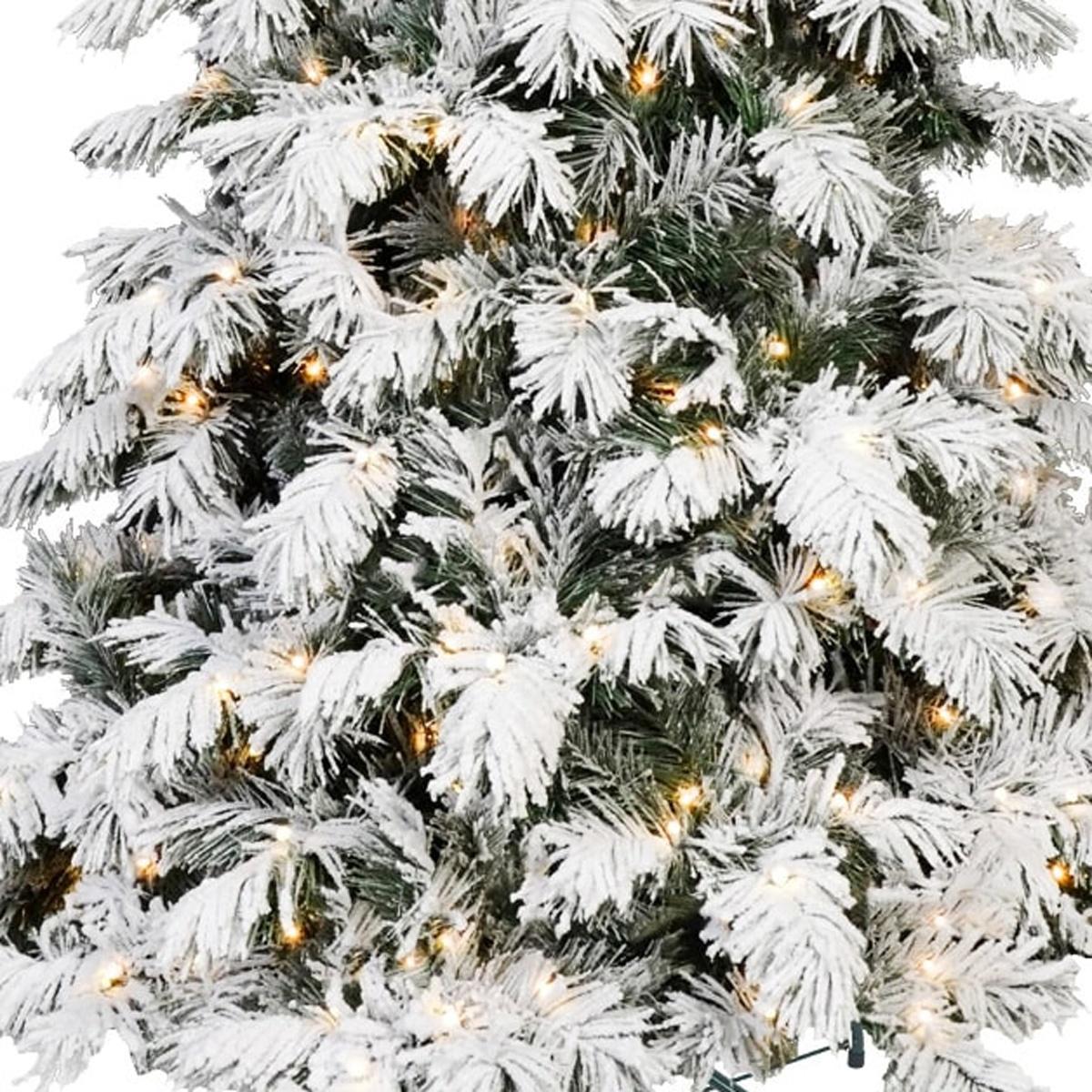 5' Green And White Pre Lit Full Flocked Pine Christmas Tree