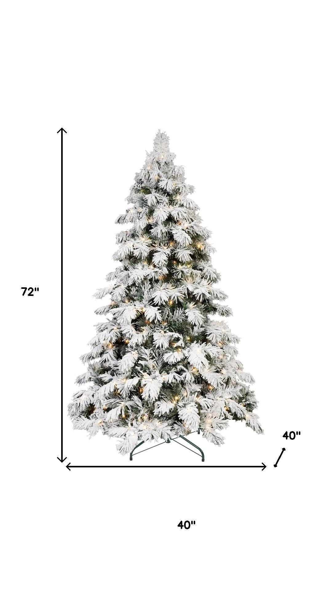 6' White Pre Lit Full Pine Christmas Tree