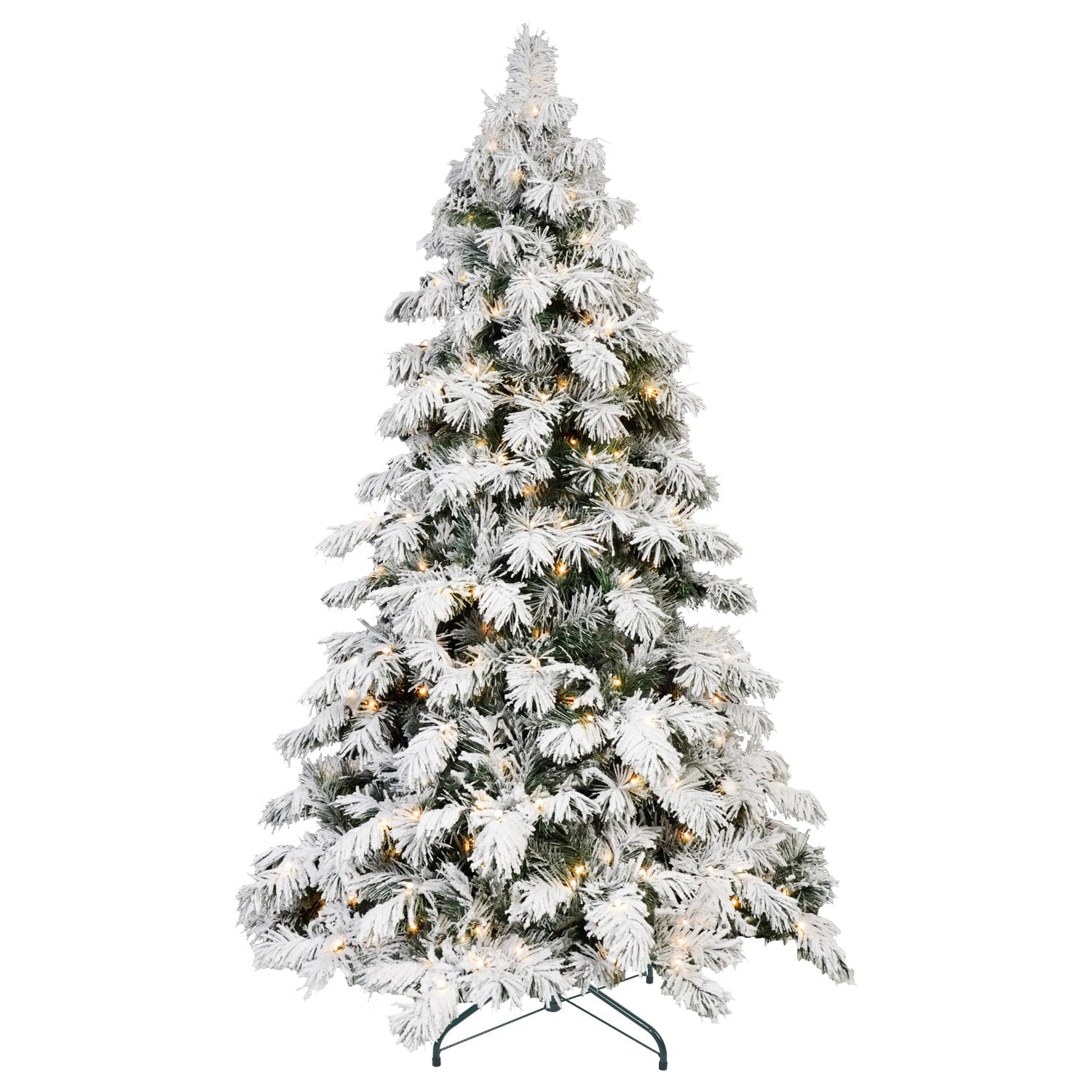 8' Pre Lit Full Flocked Pine Christmas Tree