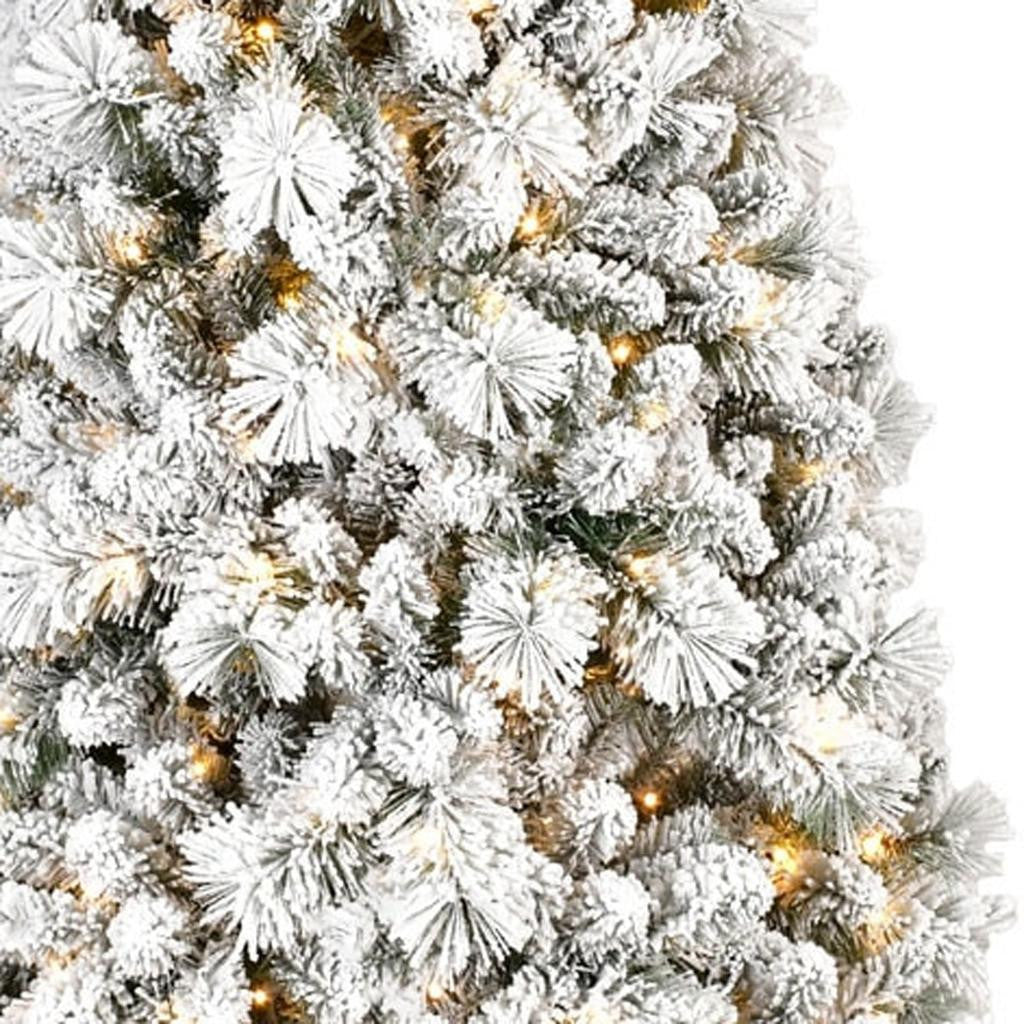 6' Pre Lit Full Flocked Fir Christmas Tree