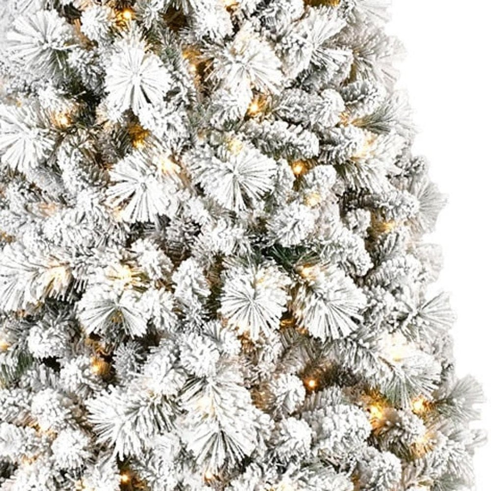 6' Pre Lit Full Flocked Fir Christmas Tree