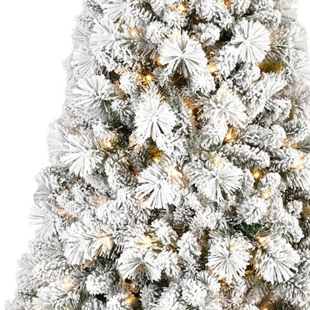 6' Pre Lit Full Flocked Fir Christmas Tree