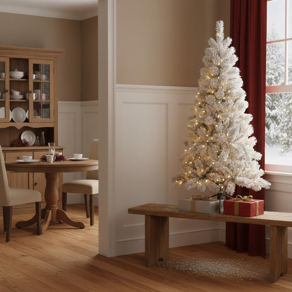 4' White Pre Lit Full Pine Christmas Tree