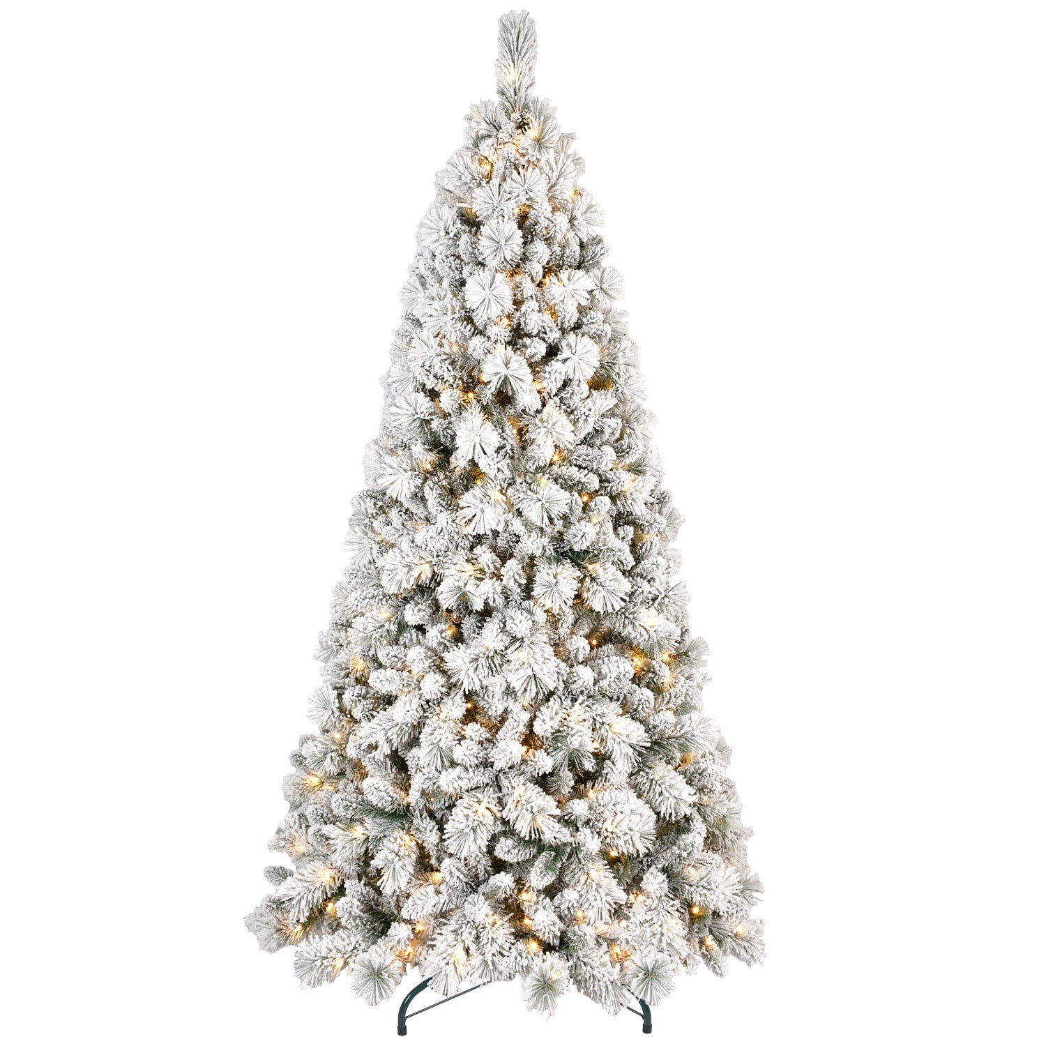 7' Pre Lit Full Flocked Pine Christmas Tree