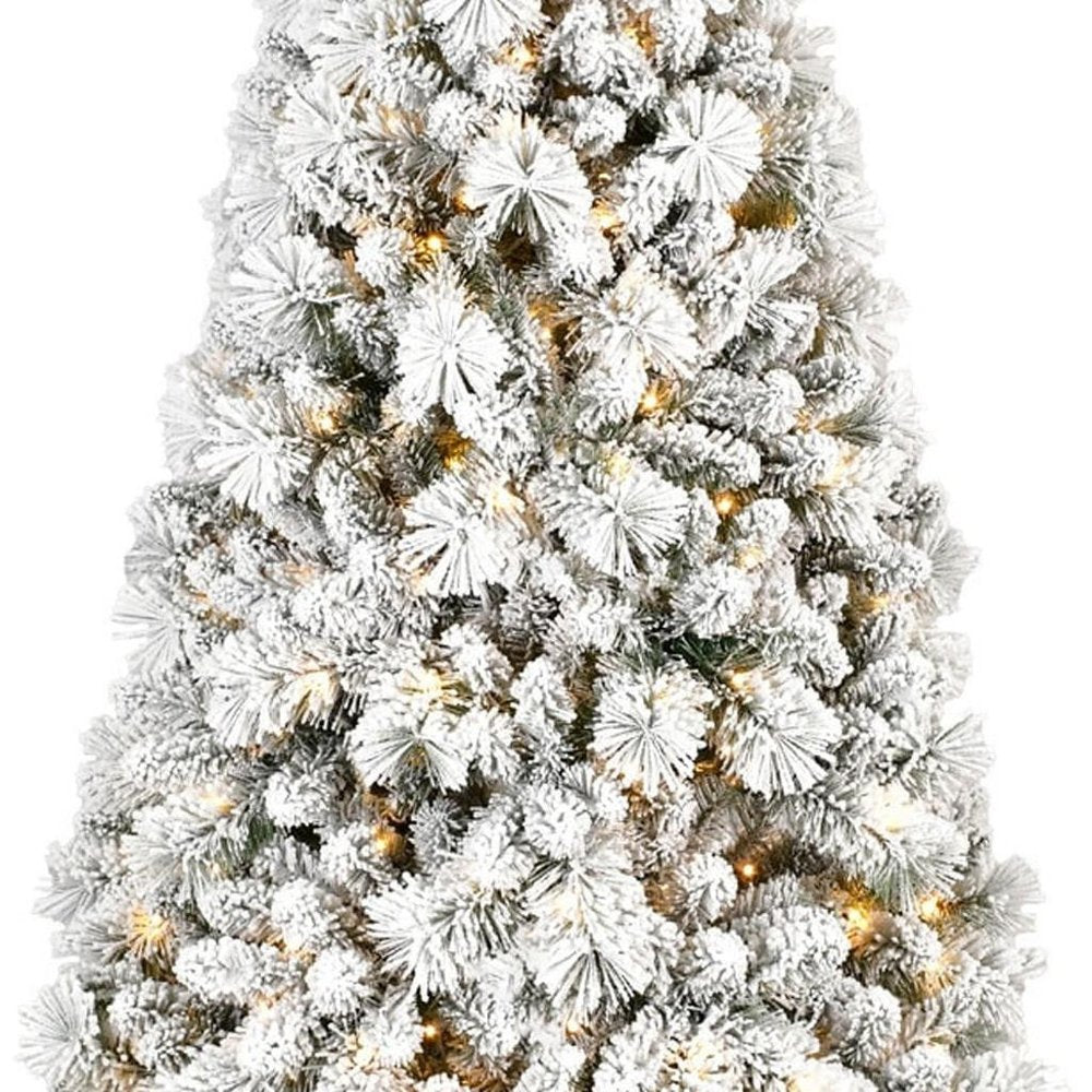 6' Pre Lit Full Flocked Fir Christmas Tree
