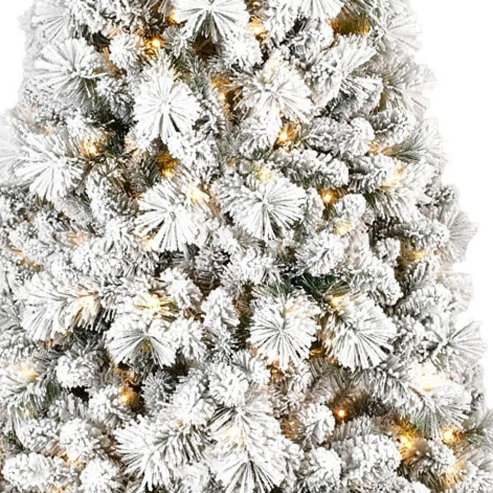 6' Pre Lit Full Flocked Fir Christmas Tree