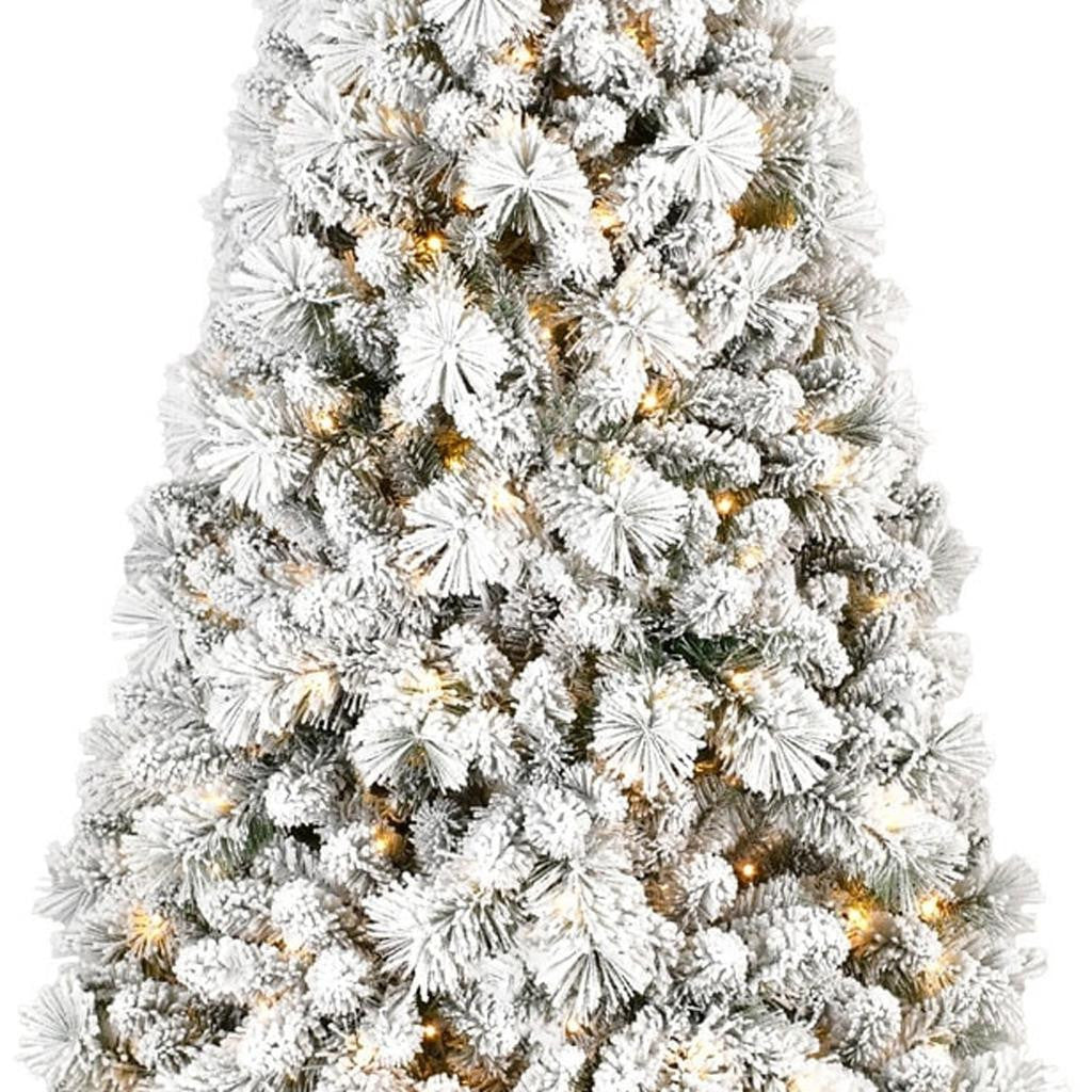 7.5' White Pre Lit Full Pine Christmas Tree