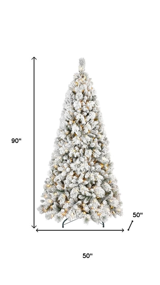 6' Pre Lit Full Flocked Fir Christmas Tree