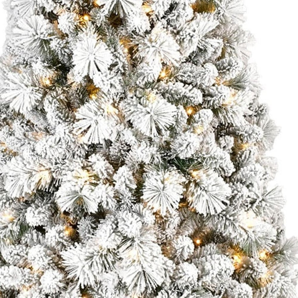 6' Pre Lit Full Flocked Fir Christmas Tree