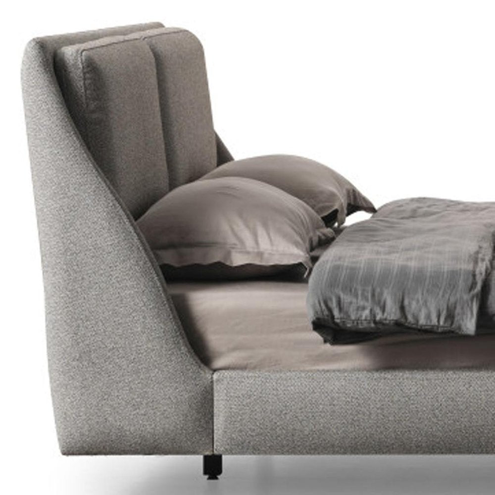 Gray Linen Upholstered King Bed Frame