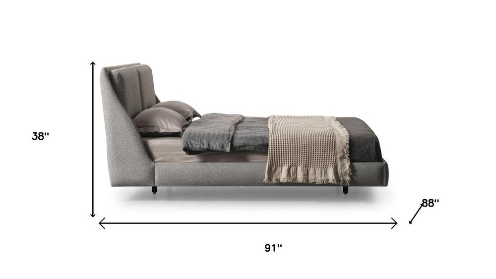 Gray Linen Upholstered King Bed Frame