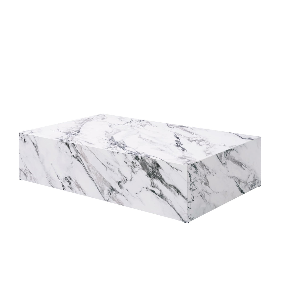 48" White Faux Marble Block Coffee Table