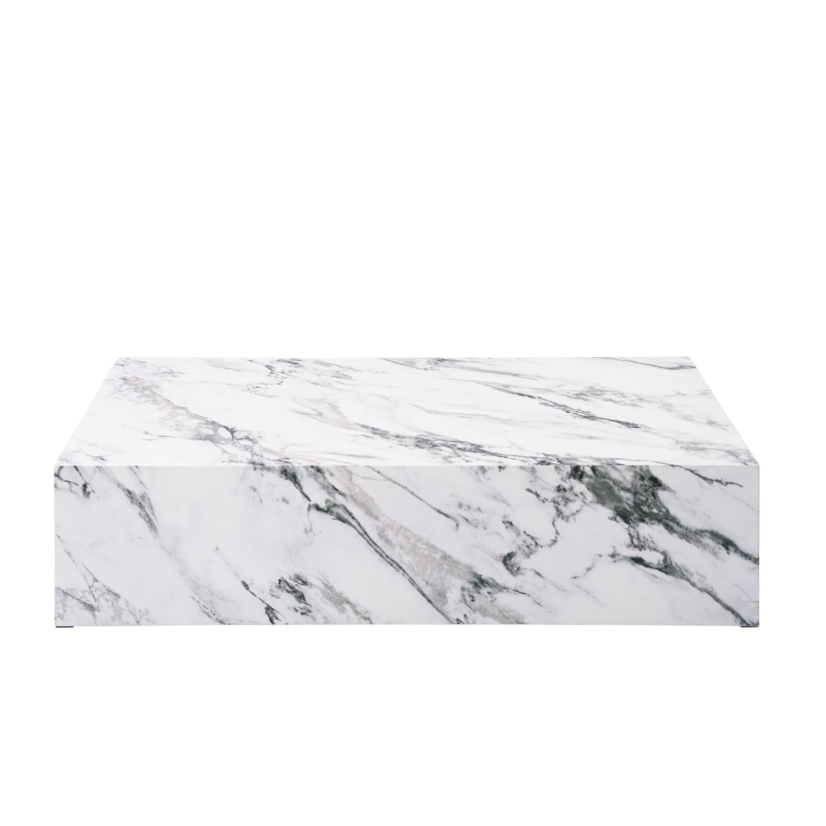 48" White Faux Marble Block Coffee Table